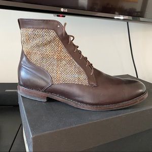 Brown Leather/ Tweed Boots